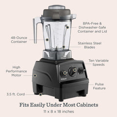 Vitamix Explorian E310 Blender, Professional-Grade Kitchen Blender for Smoothies, Soups, Juices and More, 10-Speed, Stainless Steel Blades, Self-Cleaning Kitchen Appliance, 48 Oz Container, Slate
